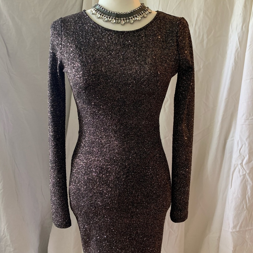 Windsor black/gold glitter fitted dress